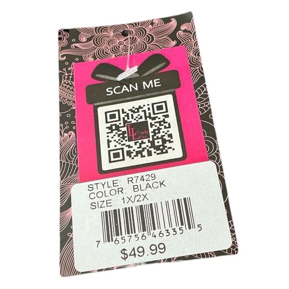 Lovely Lies Black Lace Up Corset Garters G String Lingerie 1X-2X - Picture 7 of 9